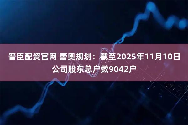 普臣配资官网 蕾奥规划：截至2025年11月10日公司股东总户数9042户