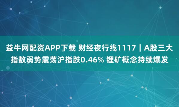益牛网配资APP下载 财经夜行线1117｜A股三大指数弱势震荡沪指跌0.46% 锂矿概念持续爆发